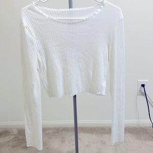 white cropped long sleeve